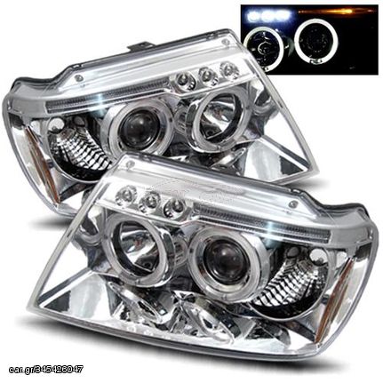 Φανάρια εμπρός led angel eyes για Jeep Grand Cherokee (1999-2005) , με λάμπες (Η1) - σετ 2τμχ.