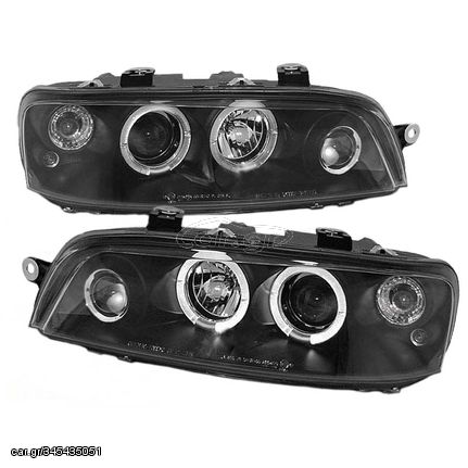 Μπροστινά Φανάρια Set Για Fiat Punto 99-03 Angel Eyeys Μαύρα H1/H1/H3 Sonar