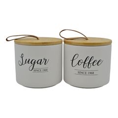 ΣΕΤ 2 ΒΑΖΑ ΚΕΡΑΜΙΚΑ ΛΕΥΚΑ Sugar Coffee ΜΕ ΜΠΑΜΠΟΥ ΚΑΠΑΚΙ 10,4x10,4x10εκ. ANKOR