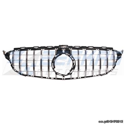 Μάσκα εμπρός Χρώμιο με Camera κατάλληλο για MERCEDES C-Class (W205) Sedan Estate Coupe Cabrio Facelift (2018-2021) Panamericana GT