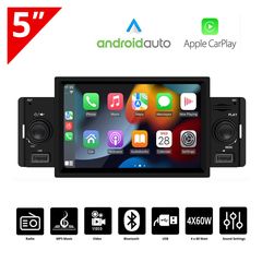 Οθόνη αφής 5" ιντσών αυτοκινήτου με Apple CarPlay, Android Auto, Bluetooth, USB (video 1 DIN ηχοσύστημα multimedia 1DIN ΕΛΛΗΝΙΚΗ ΓΛΩΣΣΑ MP3 MP5 OEM Universal 4x60W κάμερα οπισθοπορείας camera aux