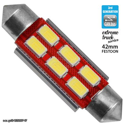 Σωληνωτός LED Extreme Truck Series Can-Bus 3ης Γενιάς 42mm 4.5w 24V Ψυχρό Λευκό 6000k GloboStar 81344