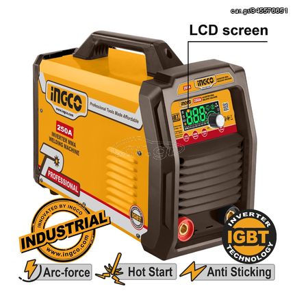 Ηλεκτροκόλληση Inverter 250Α MMA/TIG/VRD Με Σετ Καλώδια Ingco - MMA25079