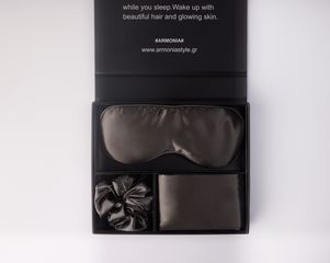 Beauty Set Morpheus 100% Pure Silk Dark Grey (Μαξ/θήκη-Μάσκα Ύπνου-Scrunchies) Armonia Style