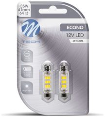 ΛΑΜΠΑΚΙΑ ΠΛΑΦΟΝΙΕΡΑΣ C5W 24V SV8,5 41mm 6xSMD2835 LED ΛΕΥΚΟ ECONO BLISTER M-TECH - 2 Τεμ.