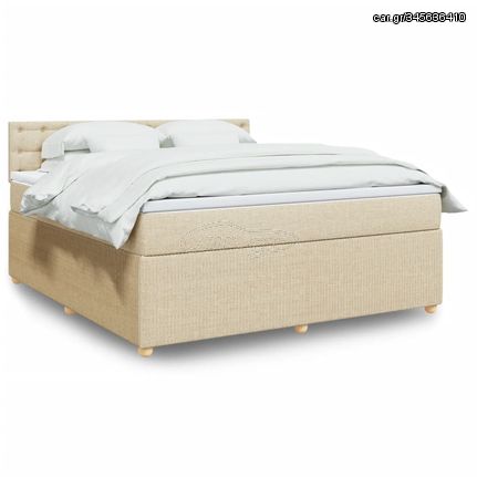 ΚΡΕΒΑΤΙ BOXSPRING ΜΕ ΣΤΡΩΜΑ ΚΡΕΜ 180X200 ΕΚ. ΥΦΑΣΜΑΤΙΝΟ 3289854