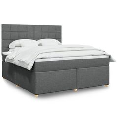 ΚΡΕΒΑΤΙ BOXSPRING ΜΕ ΣΤΡΩΜΑ ΣΚΟΥΡΟ ΓΚΡΙ 180X200 ΕΚ ΥΦΑΣΜΑΤΙΝ 3291360