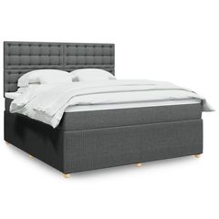 ΚΡΕΒΑΤΙ BOXSPRING ΜΕ ΣΤΡΩΜΑ ΣΚΟΥΡΟ ΓΚΡΙ 180X200 ΕΚ ΥΦΑΣΜΑΤΙΝ 3294450