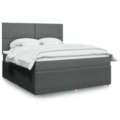 ΚΡΕΒΑΤΙ BOXSPRING ΜΕ ΣΤΡΩΜΑ ΣΚΟΥΡΟ ΓΚΡΙ 180X200 ΕΚ ΥΦΑΣΜΑΤΙΝ 3292129