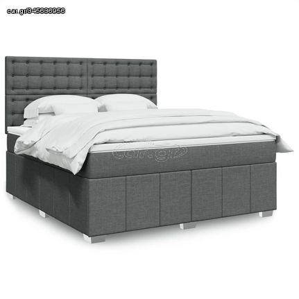 ΚΡΕΒΑΤΙ BOXSPRING ΜΕ ΣΤΡΩΜΑ ΣΚΟΥΡΟ ΓΚΡΙ 180X200 ΕΚ ΥΦΑΣΜΑΤΙΝ 3291762