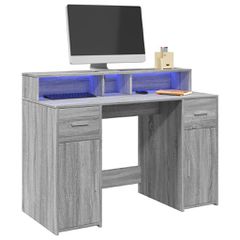 Γραφείο με LED Γκρι Sonoma 120x55x91 εκ. Επεξεργ. Ξύλο 3309416