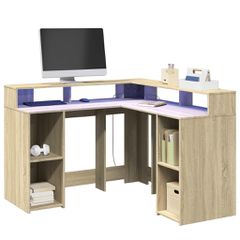 Γραφείο με LED Sonoma δρυς 130x130x91 εκ. Επεξεργ. Ξύλο 3309449