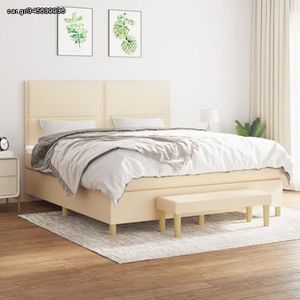 ΚΡΕΒΑΤΙ BOXSPRING ΜΕ ΣΤΡΩΜΑ ΚΡΕΜ 180X200 ΕΚ. ΥΦΑΣΜΑΤΙΝΟ 3137098