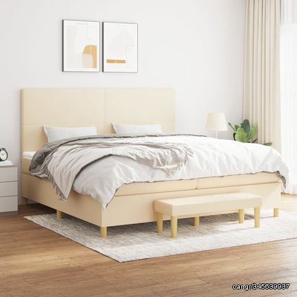 ΚΡΕΒΑΤΙ BOXSPRING ΜΕ ΣΤΡΩΜΑ ΚΡΕΜ 200X200 ΕΚ. ΥΦΑΣΜΑΤΙΝΟ 3137026