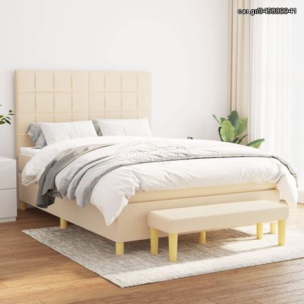 ΚΡΕΒΑΤΙ BOXSPRING ΜΕ ΣΤΡΩΜΑ ΚΡΕΜ 140X190 ΕΚ. ΥΦΑΣΜΑΤΙΝΟ 3137154