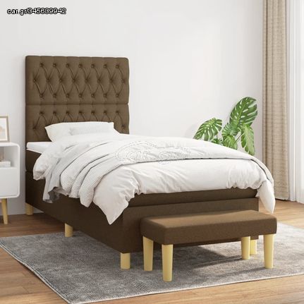 ΚΡΕΒΑΤΙ BOXSPRING ΜΕ ΣΤΡΩΜΑ ΣΚΟΥΡΟ ΚΑΦΕ 100X200 ΕΚ. ΥΦΑΣΜΑΤΙΝΟ 3137376