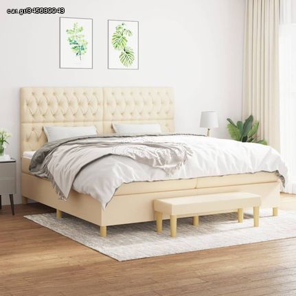 ΚΡΕΒΑΤΙ BOXSPRING ΜΕ ΣΤΡΩΜΑ ΚΡΕΜ 200X200 ΕΚ. ΥΦΑΣΜΑΤΙΝΟ 3137426