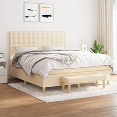 ΚΡΕΒΑΤΙ BOXSPRING ΜΕ ΣΤΡΩΜΑ ΚΡΕΜ 180X200 ΕΚ. ΥΦΑΣΜΑΤΙΝΟ 3137498