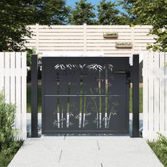 Πόρτα Κήπου Ανθρακί 100x75 εκ. Σχέδιο Ατσάλινου Μπαμπού 153178
