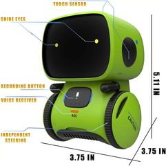 GILOBABY Kids Smart Robot toys, Children Interactive Intelligent Robot toys for 3-9 year old, Girls Boys Robotic Toys Age 3+, Voice Control& Touch Sense ,Dance& Sing , Recorder like you