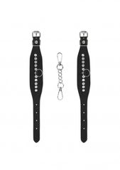Diamond Studded Wrist Cuffs - Black-thumb-1
