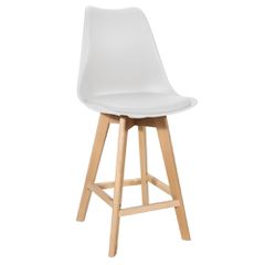 Σκαμπό Μπαρ Gaston Ξύλινο Λευκό 56x48.5x104cm