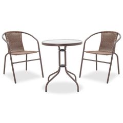 Σετ Τραπεζαρία Κήπου 3τμχ Watson-Obbi Μεταλλική Καφέ