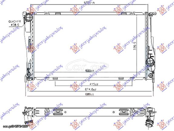 ΨΥΓΕΙΟ ΝΕΡΟΥ 1.6 - 2.0 (16i-20i/iX-28i/iX-35iX) ΒΕΝΖΙΝΗ ΑΥΤΟΜΑΤΟ (600x340x32) 2 ΣΩΛΗΝΑΚΙΑ για BMW X1