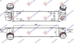 ΨΥΓΕΙΟ INTERCOOLER 2.0 (120D-123D) ΠΕΤΡΕΛΑΙΟ (510x95x105) ΚΟΛΑΡΑ Φ 70/62 για BMW SERIES 1 (E81/87) 3