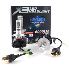 Λάμπα αυτοκινήτου H4 Ψυχρό Λευκό - X3 LED Headlight 6000LM 50W H4