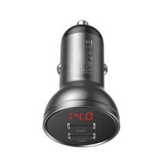 Baseus Φορτιστής Αυτοκινήτου Γκρι με 2 Θύρες USB 4.8A 24W - CCBX-0G