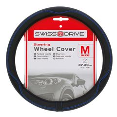 SwissDrive Κάλυμμα Τιμονιού PVC 37-39cm Μαύρο/Μπλε Ραφή - 2505CBK