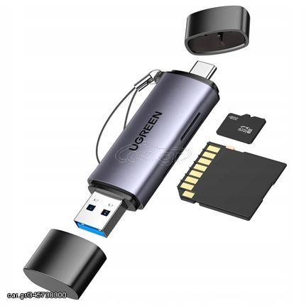 Ugreen CM185 50706 reader for SD / micro SD cards on USB-A 3.0 / USB-C 3.0 - gray