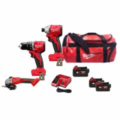 MILWAUKEE M18 SET3BLPRSAG-543B BRUSHLESS POWERPACK ΣΕΤ ΚΡΟΥΣΤΙΚΟ ΔΡΑΠΑΝΟΚΑΤΣΑΒΙΔΟ + ΠΑΛΜΙΚΟ ΚΑΤΣΑΒΙΔΙ 1/4'' + ΓΩΝΙΑΚΟΣ ΤΡΟΧΟΣ 125mm ( 3990993 )