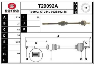 Ημιαξόνιο δεξιό (ABS: 48) EVASION JUMPY I 806 EXPERT 1 SCUDO ULYSSE ZETA 3273V7 , 32735X , T29092A