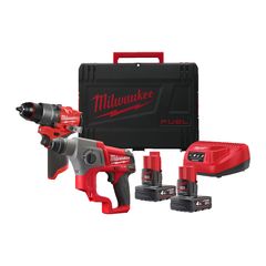 MILWAUKEE M12 FPP2F2-402X SET ΚΡΟΥΣΤΙΚΟ ΔΡΑΠΑΝΟΚΑΤΣΑΒΙΔΟ + ΠΕΡΙΣΤΡΟΦΙΚΟ ΠΙΣΤΟΛΕΤΟ SDS-PLUS ( 4933480590 )