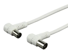 POWERTECH καλώδιο κεραίας RF αρσενικό - RF θηλυκό CAB-V003, γωνιακό, λευκό, 1.5m