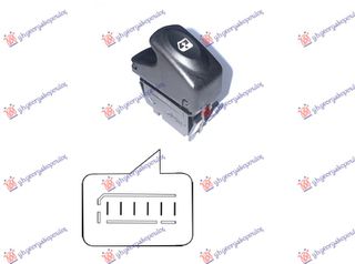 ΔΙΑΚΟΠΤΗΣ ΠΑΡΑΘΥΡΟΥ ΕΜΠΡΟΣ/ΠΙΣΩ (ΔΕΞΙ=ΑΡΙΣΤΕΡΟ) (Μαύρη φισα) (6pin) για RENAULT MEGANE COUPE-CABRIO