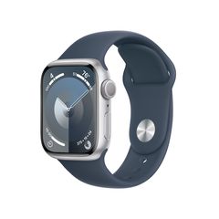 Apple Watch Series 9 Aluminium 41mm Αδιάβροχο με Παλμογράφο (Silver με Storm Blue Sport Band (S/M)) (MR903QH/A) - Πληρωμή και σε έως 9 δόσεις