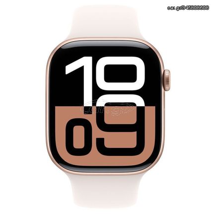 Apple Watch Series 10 Aluminium 42mm Αδιάβροχο με Παλμογράφο (Rose Gold με Light Blush Sport Band (S/M)) (MWWF3QF/A) - Πληρωμή και σε έως 9 δόσεις