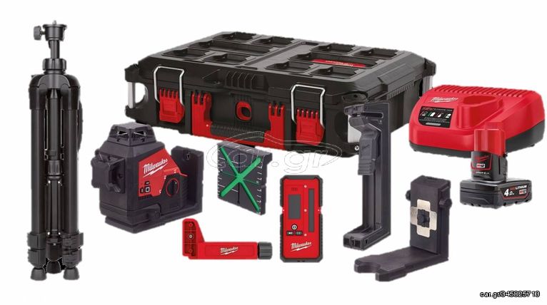 MILWAUKEE M12 3PLKIT-401P ΣΕΤ ΑΛΦΑΔΙ LASER 360° ΠΡΑΣΙΝΗΣ ΔΕΣΜΗΣ ΤΡΙΩΝ ΕΠΙΠΕΔΩΝ + 5 ΕΠΙΠΛΕΟΝ ΕΞΑΡΤΗΜΑΤΑ ( 4933478960 )