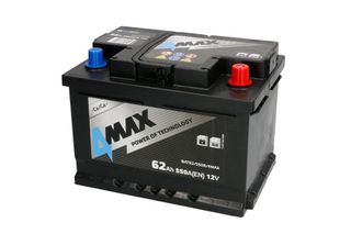 Μπαταρία  4MAX 12V 62Ah/550A (R+ standard terminal) 242x175x175 B13 - fitting flange 10.5 mm (starting)