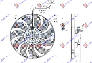 ΒΕΝΤΙΛΑΤΕΡ A/C (ΜΟΤΕΡ+ΦΤΕΡΩΤΗ) (2PIN) (345mm) (ΤΕΤΡΑΓΩΝΗ ΦΙΣΑ) (ΜΕ ΚΑΛΩΔΙΟ) για VW TRANSPORTER (T4)