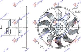 ΒΕΝΤΙΛΑΤΕΡ A/C (ΜΟΤΕΡ+ΦΤΕΡΩΤΗ) (2PIN) (280MM) (ΧΩΡΙΣ ΚΑΛΩΔΙΟ) για VW TRANSPORTER (T4) 97-03 για VW T