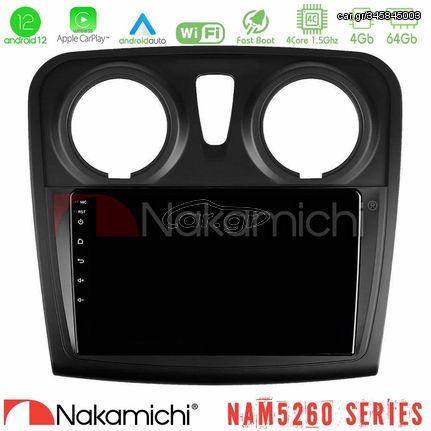 Nakamichi NAM5260 Series 4Core Android12 4+64GB Dacia Dokker 2014-2021 Navigation Multimedia Tablet 9" Με Carplay & Android Auto (Αντιγραφή)