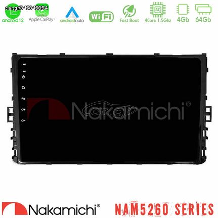 Nakamichi NAM5260 Series 4Core Android12 4+64GB VW MQB 2017-> Navigation Multimedia Tablet 9" Με Carplay & Android Auto