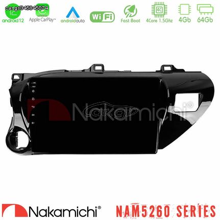 Nakamichi NAM5260 Series 4Core Android12 4+64GB Toyota Hilux 2017-2021 Navigation Multimedia Tablet 10" Με Carplay & Android Auto