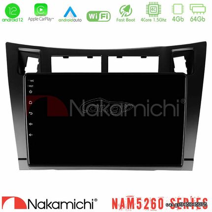 Nakamichi NAM5260 Series 4Core Android12 4+64GB Toyota Yaris Navigation Multimedia Tablet 9" (Μαύρο Χρώμα) Με Carplay & Android Auto