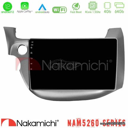 Nakamichi NAM5260 Series 4Core Android12 4+64GB Honda Jazz 2009-2013 Navigation Multimedia Tablet 10" Με Carplay & Android Auto