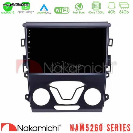 Nakamichi NAM5260 Series 4Core Android12 4+64GB Ford Mondeo 2014-2017 Navigation Multimedia Tablet 9" Με Carplay & Android Auto